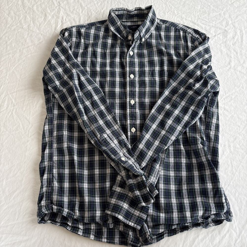 J. Crew Mens M Shirt Long Sleeve Button-Down Multicolor Plaid 100% Cotton Slim